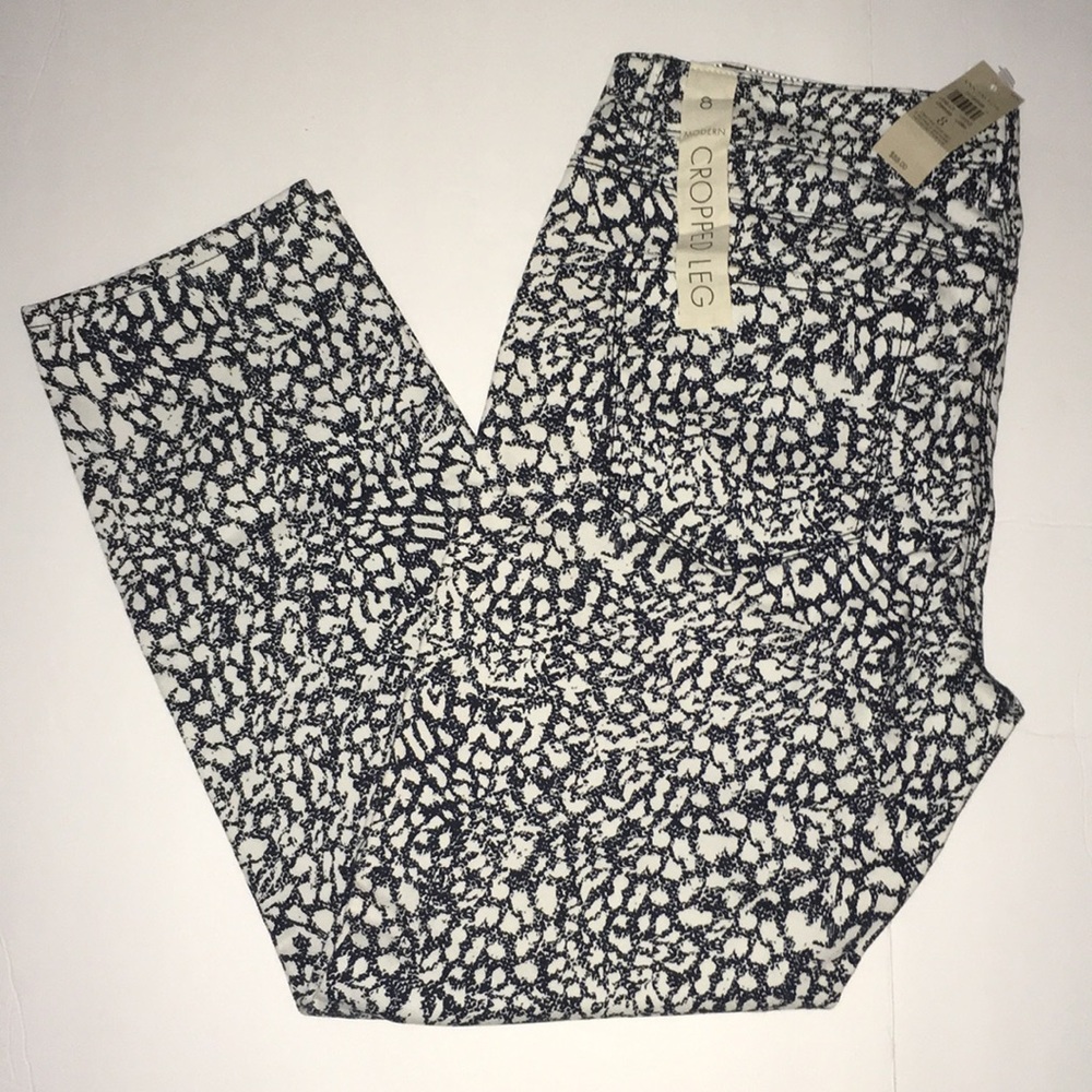 Ann Taylor Modern Fit Cropped Jeans Black/Ivory 8